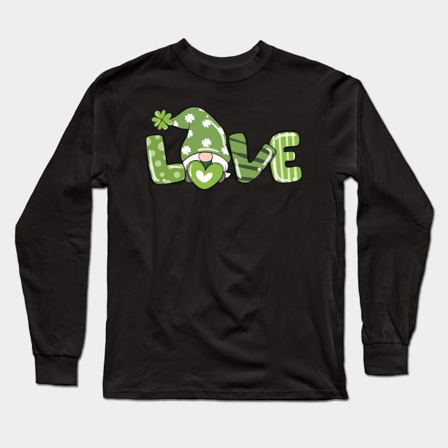 St Patricks Day Love Gnome Girl Long Sleeve T-Shirt by sevalyilmazardal